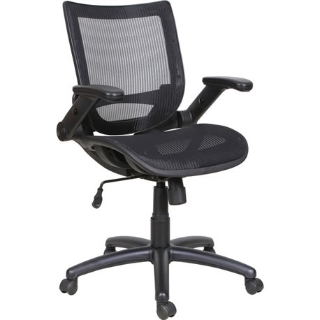 Lorell Mid-Back Task Chair - Mid Back - Black - Armrest - 1 Each