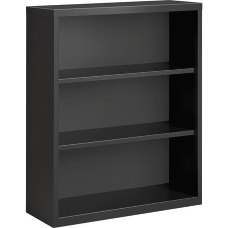 Lorell Fortress Series Bookcase - 34.5" x 13"42" - 3 Shelve(s) - Material: Steel - Finish: Charcoal, Powder Coated - Adjustable 