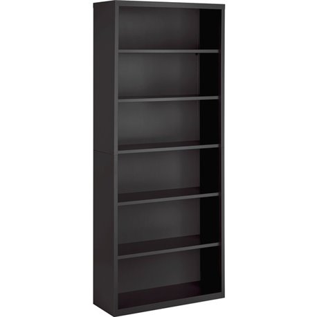 Lorell Fortress Series Bookcase - 34.5" x 13"82" - 6 Shelve(s) - Material: Steel - Finish: Charcoal, Powder Coated - Adjustable 