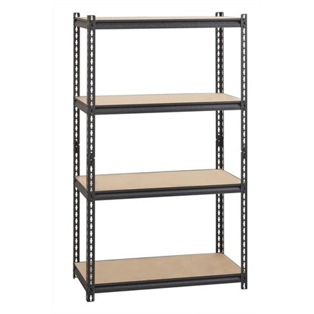 Lorell Iron Horse 2300 lb Capacity Riveted Shelving - 4 Shelf(ves) - 60" Height x 36" Width x 18" Depth - 30% Recycled - Black -