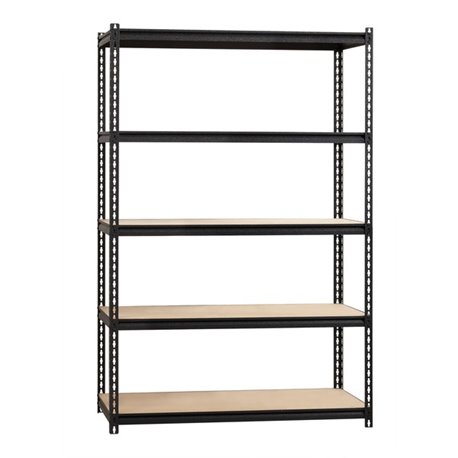 Lorell Iron Horse 2300 lb Capacity Riveted Shelving - 5 Shelf(ves) - 72" Height x 48" Width x 18" Depth - 30% Recycled - Black -