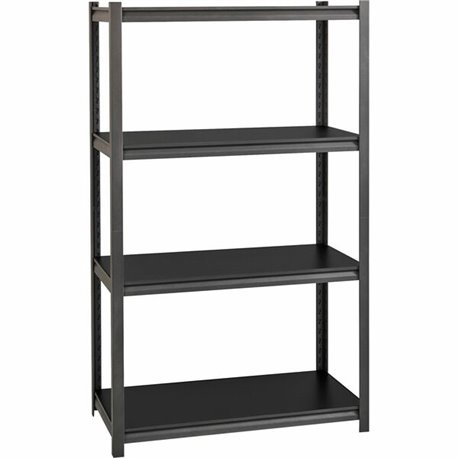 Lorell Iron Horse 3200 lb Capacity Riveted Shelving - 4 Shelf(ves) - 60" Height x 36" Width x 18" Depth - 30% Recycled - Black -