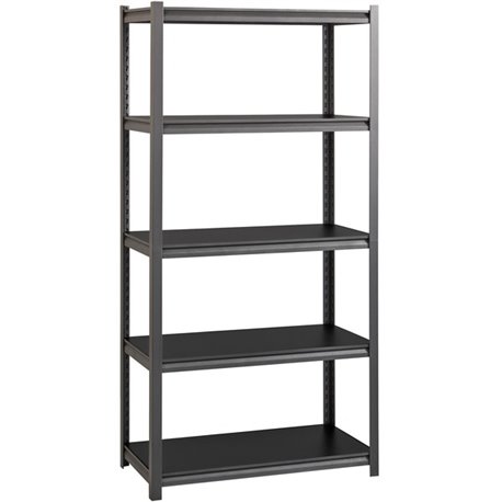 Lorell Iron Horse 3200 lb Capacity Riveted Shelving - 5 Shelf(ves) - 72" Height x 36" Width x 18" Depth - 30% Recycled - Black -