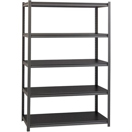 Lorell Iron Horse 3200 lb Capacity Riveted Shelving - 5 Shelf(ves) - 72" Height x 48" Width x 18" Depth - 30% Recycled - Black -