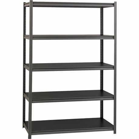 Lorell Iron Horse 3200 lb Capacity Riveted Shelving - 5 Shelf(ves) - 72" Height x 48" Width x 24" Depth - 30% Recycled - Black -