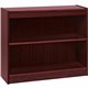 Lorell Panel End Hardwood Veneer Bookcase - 36" x 12" x 30" - 2 x Shelf(ves) - 110 lb Load Capacity - Mahogany - Laminate - Wood