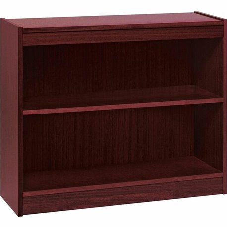 Lorell Panel End Hardwood Veneer Bookcase - 36" x 12" x 30" - 2 x Shelf(ves) - 110 lb Load Capacity - Mahogany - Laminate - Wood