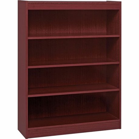 Lorell Panel End Hardwood Veneer Bookcase - 36" x 12" x 48" - 4 x Shelf(ves) - 440 lb Load Capacity - Mahogany - Laminate - Wood