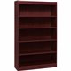 Lorell Panel End Hardwood Veneer Bookcase - 36" x 12" x 60" - 5 x Shelf(ves) - 550 lb Load Capacity - Mahogany - Laminate - Wood