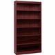 Lorell Panel End Hardwood Veneer Bookcase - 36" x 12" x 72" - 6 x Shelf(ves) - 660 lb Load Capacity - Mahogany - Laminate - Wood