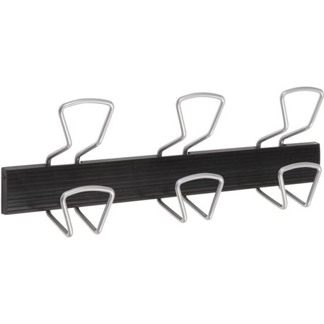 Alba Wall Coat Peg - 6 Hooks - 132.28 lb (60 kg) Capacity - 18.1" Length - for Coat, Clothes - Plastic - Black, Gray - 1 Each