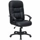 Lorell Tufted Executive High-Back Office Chair - Black Leather Seat - Black Frame - 5-star Base - Black - 1 Each