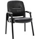 Lorell Chadwick Series Guest Chair - Black Leather Seat - Black Steel Frame - Black - Steel, Leather - 1 Each