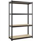 Lorell Narrow Riveted Shelving - 4 Shelf(ves) - 48" Height x 30" Width x 12" Depth - 28% Recycled - Black - Steel - 1 Each