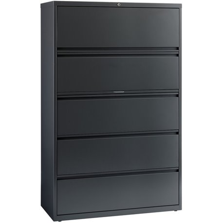 Lorell Fortress Series Lateral File w/Roll-out Posting Shelf - 42" x 18.6" x 67.7" - 5 x Drawer(s) - Legal, Letter, A4 - Lateral