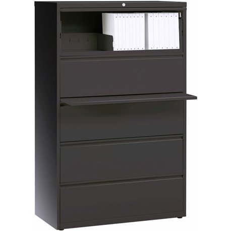 Lorell Fortress Series Lateral File w/Roll-out Posting Shelf - 36" x 18.6" x 67.7" - 5 x Drawer(s) - Legal, Letter, A4 - Lateral