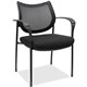 Lorell Mesh Back Guest Chair with Arms - Fabric Seat - Plastic Frame - Four-legged Base - Black - Armrest - 1 Each