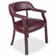 Lorell Berkeley Series Traditional Captain Side Chair - Burgundy Vinyl Seat - Hardwood Frame - Four-legged Base - Oxblood - Viny