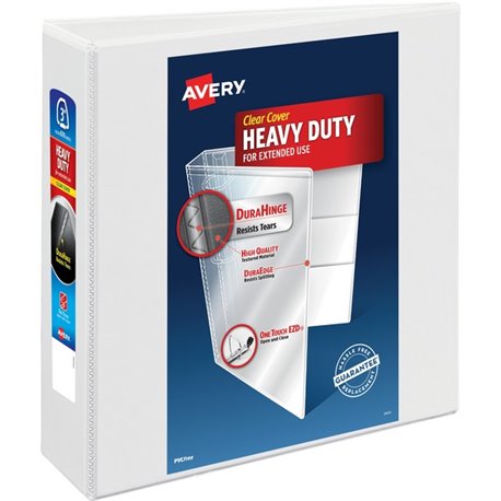 Avery Heavy-Duty View White 3" Binder (79193) - Avery Heavy-Duty View 3 Ring Binder, 3" One Touch EZD Rings, 3.5" Spine, 1 White