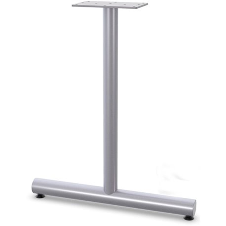 Lorell Tabletop T-Leg Base with Glides - 27.8" x 2" - Material: Tubular Steel - Finish: Gray