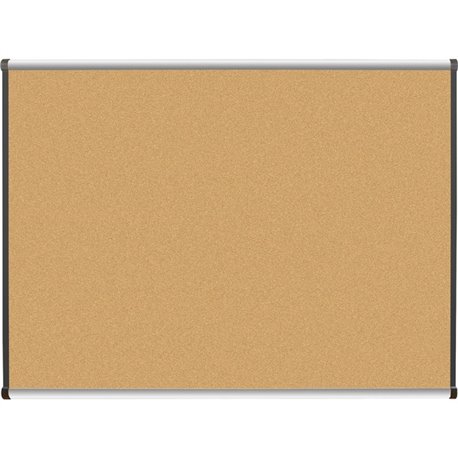 Lorell Satin-Finish Bulletin Board - 48" Height x 36" Width - Natural Cork Surface - Durable, Self-healing - Silver Anodized Alu