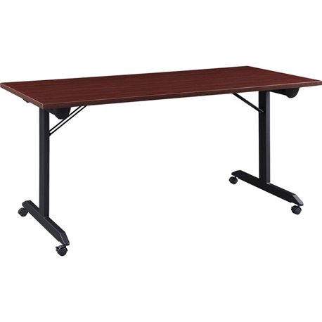 Lorell Mobile Folding Training Table - For - Table TopRectangle Top - Powder Coated Base - 200 lb Capacity x 63" Table Top Width