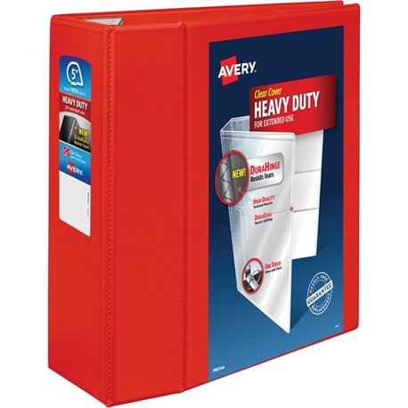 Avery Heavy-Duty View Red 5" Binder (79327) - Avery Heavy-Duty View 3 Ring Binder, 5" One Touch EZD Rings, 2.3/4.8" Spine, 1 Red