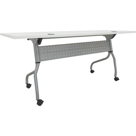 Lorell Flip Top Training Table - For - Table TopWhite Top - Silver Base - 4 Legs - 23.60" Table Top Length x 72" Table Top Width