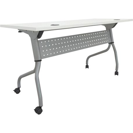 Lorell Flip Top Training Table - For - Table TopWhite Top - Silver Base - 4 Legs - 23.60" Table Top Length x 60" Table Top Width