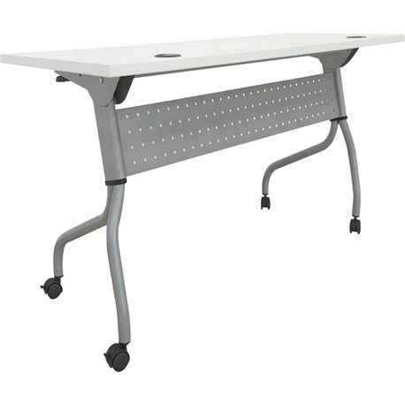 Lorell Flip Top Training Table - For - Table TopWhite Rectangle Top - Silver Folding Base - 4 Legs - 23.60" Table Top Length x 4