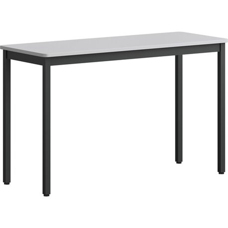 Lorell Utility Table - For - Table TopGray Rectangle, Laminated Top - Powder Coated Black Base - 500 lb Capacity x 47.25" Table 