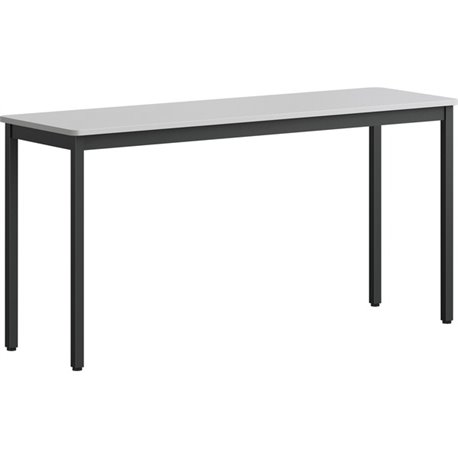 Lorell Utility Table - For - Table TopGray Rectangle, Laminated Top - Powder Coated Black Base - 500 lb Capacity x 59.88" Table 