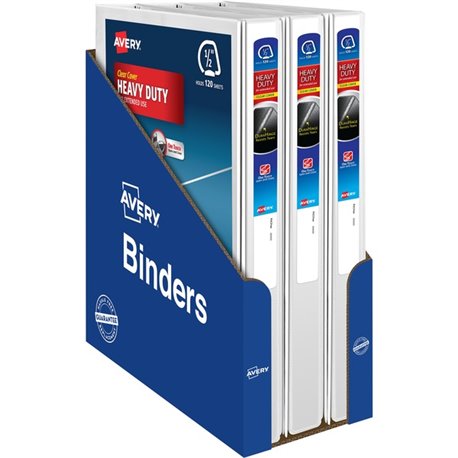 Avery One Touch Heavy-Duty View Binder - 1/2" Binder Capacity - Letter - 8 1/2" x 11" Sheet Size - 135 Sheet Capacity - Slant Ri