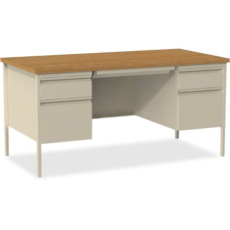 Lorell Fortress Series Double-Pedestal Desk - For - Table TopRectangle Top x 60" Table Top Width x 30" Table Top Depth x 1.12" T