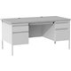 Lorell Fortress Series Double-Pedestal Desk - 30" Height x 29.50" Width x 60" Depth - File, Office - Gray, Laminated - Steel - 1