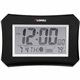 Lorell LCD Wall/Alarm Clock - Digital - Quartz - LCD - Black Main Dial - Silver/Plastic Case