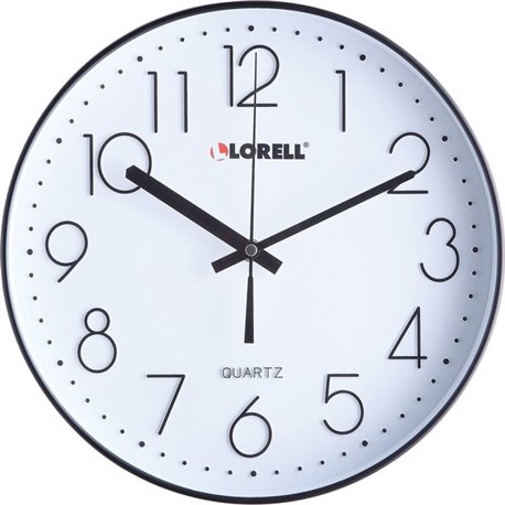 Lorell 12" Round Quiet Wall Clock - Analog - Quartz - Black