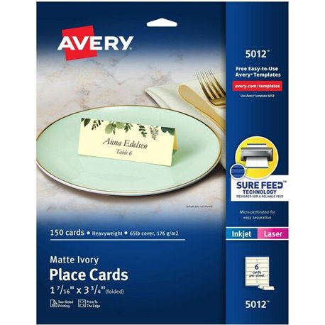 Avery Sure Feed Tent Cards - 79 Brightness - 2" x 3 1/2" - 160 / Pack - Heavyweight, Durable, Repositionable, Rounded Corner, Un