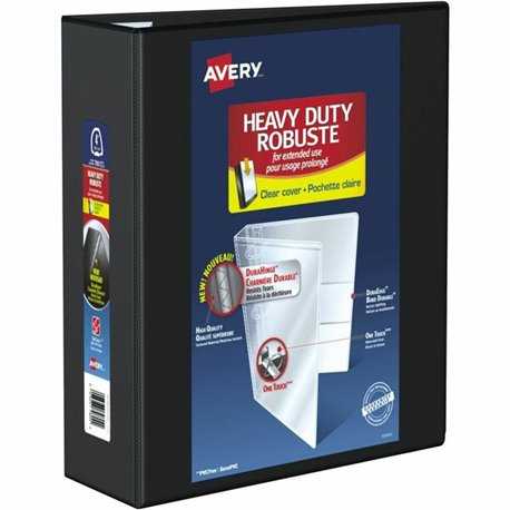 Avery Heavy-Duty View Black 4" Binder (79604) - Avery Heavy-Duty View 3 Ring Binder, 4" One Touch EZD Rings, 4.5" Spine, 1 Black