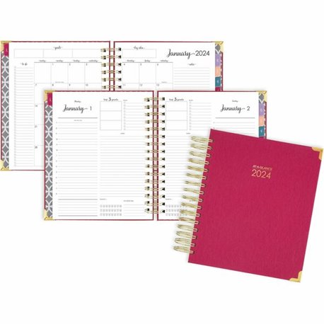 At-A-Glance Recycled Planner - Julian Dates - Monthly - 1 Year - January 2024 - December 2024 - 6 7/8" x 8 3/4" Sheet Size - Wir