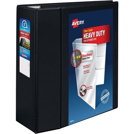 Avery Heavy-Duty View Black 5" Binder (79606) - Avery Heavy-Duty View 3 Ring Binder, 5" One Touch EZD Rings, 2.3/4.8" Spine, 1 B