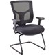 Lorell Conjure Guest Chair - Fabric, Polyurethane Foam Seat - Mesh Back - Mid Back - Sled Base - Black - 1 Each