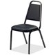 Lorell Upholstered Stacking Chairs - Black Vinyl Seat - Black Steel Frame - Charcoal Black - Vinyl, Steel - 4 / Carton