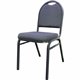 Lorell Round-Back Upholstered Stack Chairs - Blueberry, Black Fabric Seat - Charcoal Steel Frame - Blue, Black - 4 / Carton