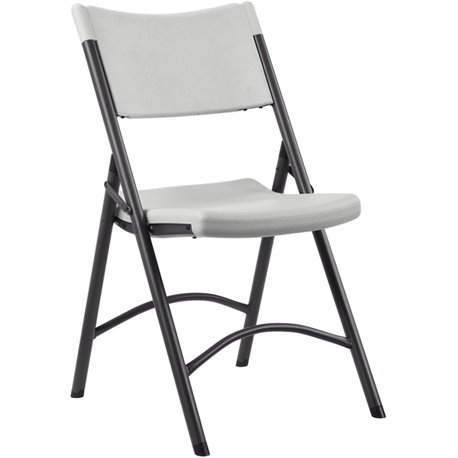 Lorell Heavy-duty Blow-Molded Folding Chairs - Light Gray Polyethylene Seat - Light Gray Polyethylene Back - Dark Gray Steel Fra