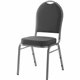 Lorell Round High-Back Upholstered Stack Chairs - Gray Fabric Seat - Gray Fabric Back - Steel Frame - Four-legged Base - 4 / Car