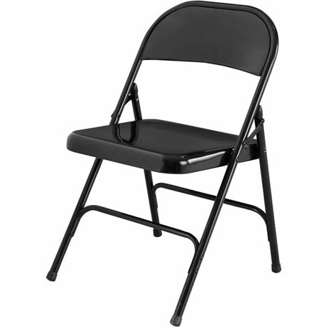 Lorell Folding Chairs - Powder Coated Steel Frame - Black - 4 / Carton