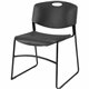 Lorell Heavy-duty Standard-height Stack Chairs - Plastic Seat - Plastic Back - Steel Frame - Black - 4 / Carton