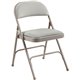 Lorell Padded Folding Chairs - Beige Fabric Seat - Beige Fabric Back - Powder Coated Steel Frame - 4 / Carton