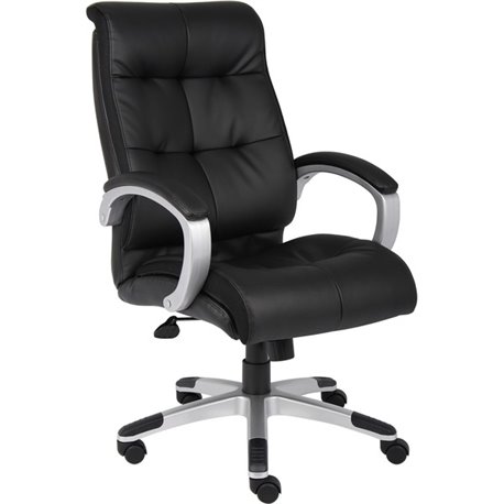 Lorell Classic Executive Office Chair - Black Leather Seat - 5-star Base - Black - 1 Each